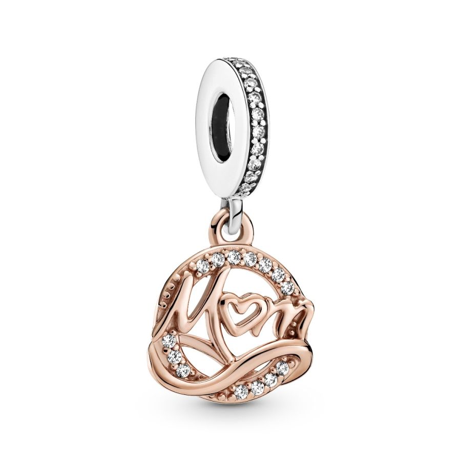 Rose  Charm-Anhänger Mum Zweifarbig Sterling-Silber