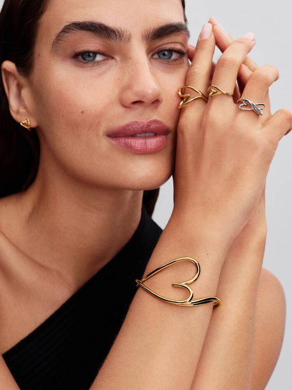 Organisch Geformtes Herz Kleiner Ring Sterling-Silber