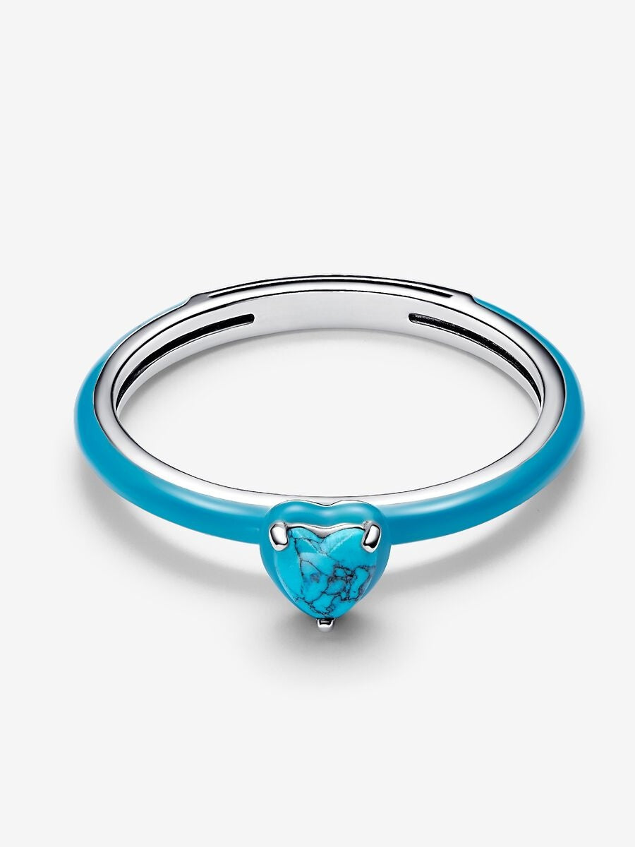 Türkisfarbener Herz-Stein Ring Sterling-Silber