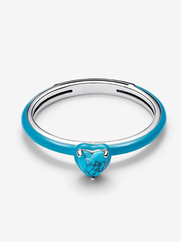 Türkisfarbener Herz-Stein Ring Sterling-Silber