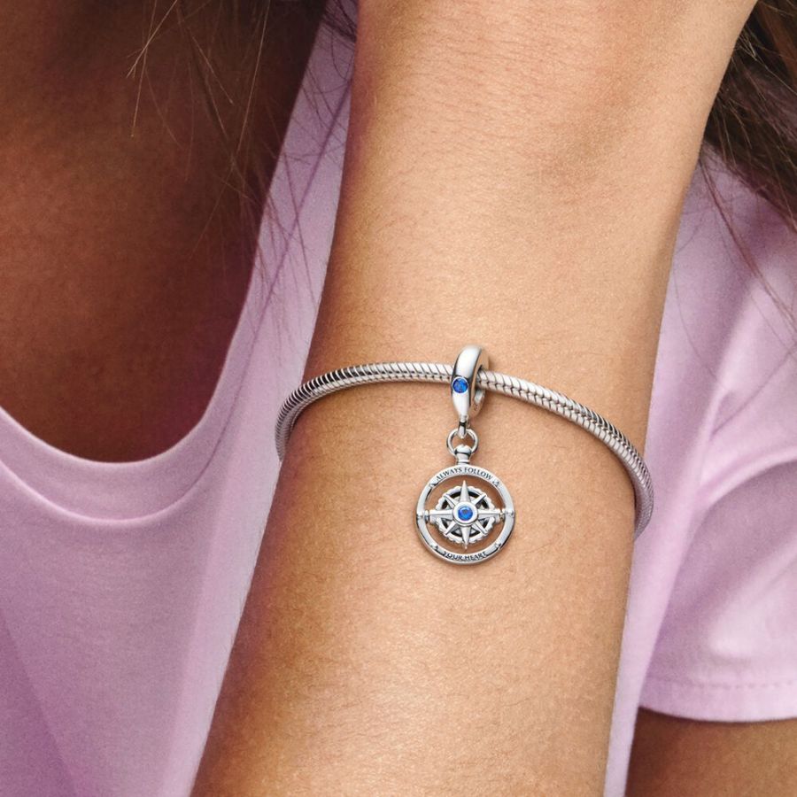 Charm-Anhänger Drehender Kompass Sterling-Silber Zweitbild