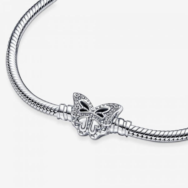 Gliederarmband mit Schmetterling-Verschluss Silber