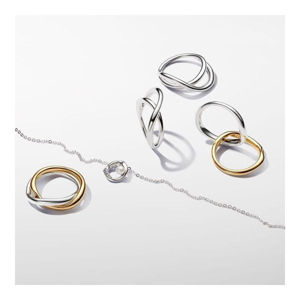 Essence Ring Verschlungene Bänder Silber-Gold