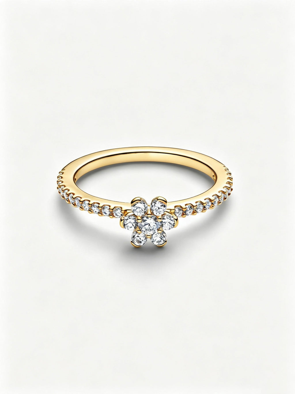Funkelnde Blume Ring 14 Karat Vergoldung