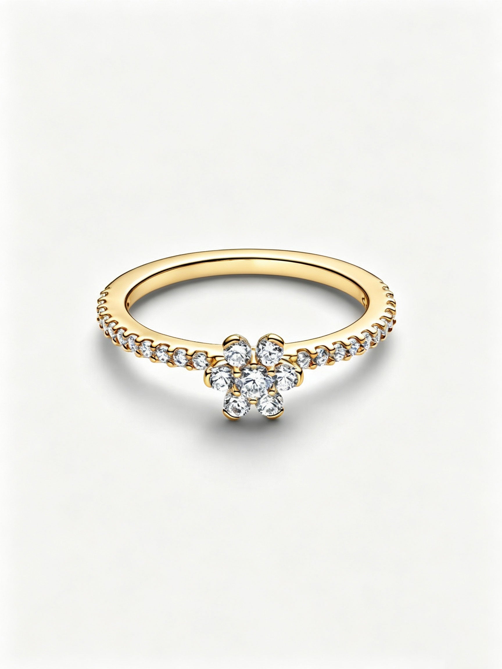 Funkelnde Blume Ring 14 Karat Vergoldung