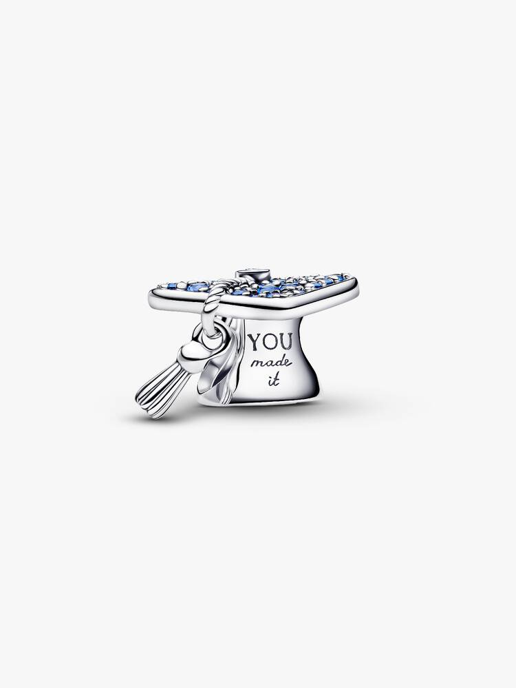 Funkelnde Blaue Absolventenmütze 2026 Charm Sterling-Silber Hauptbild