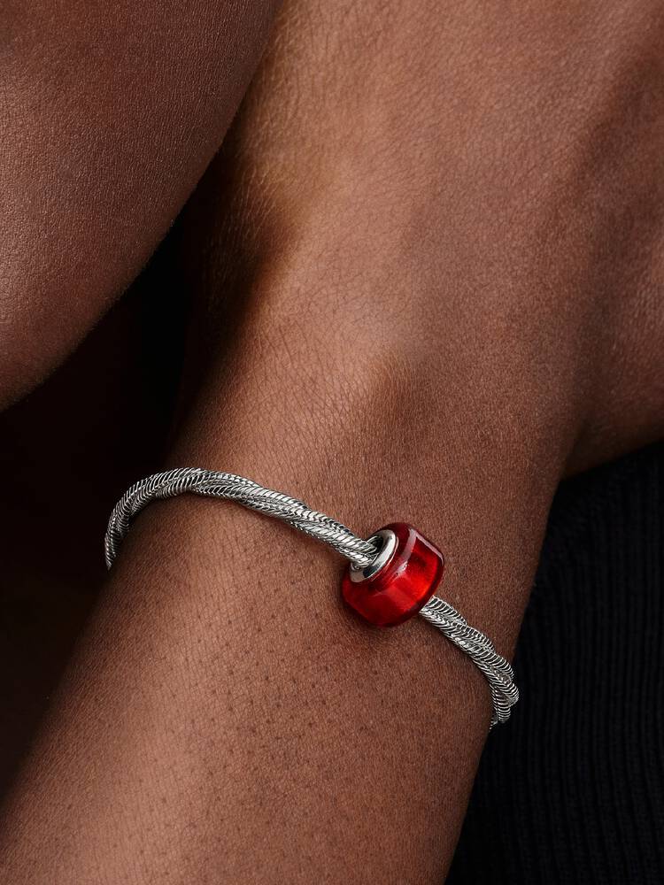 Rotes Murano-Glas-Charm Sterling-Silber