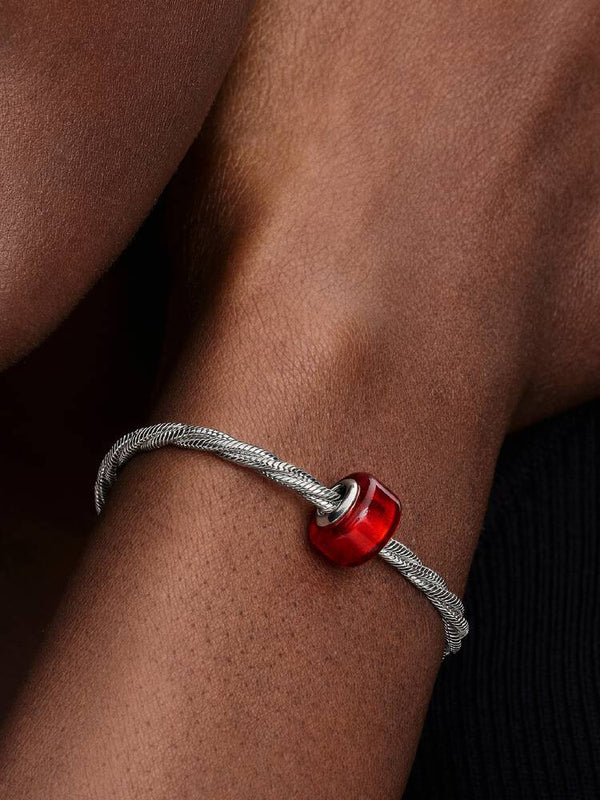 Rotes Murano-Glas-Charm Sterling-Silber