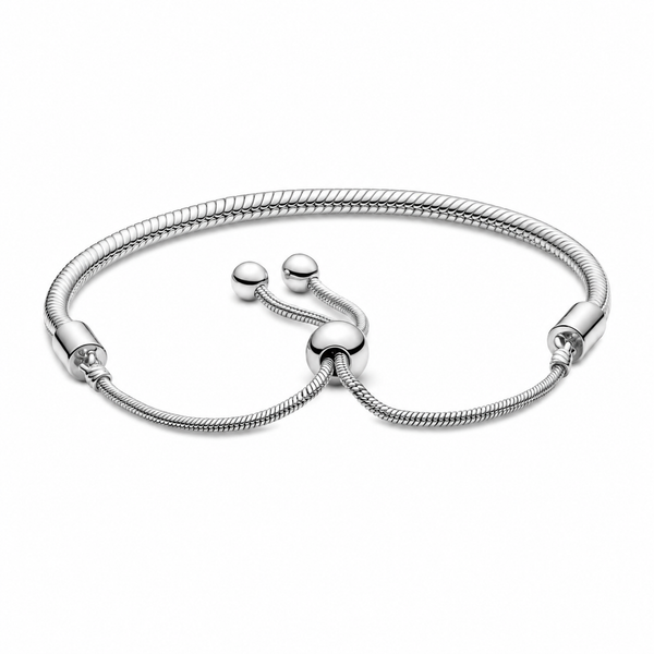 599652C01 Schlangen-Gliederarmband Schiebeverschluss Silber