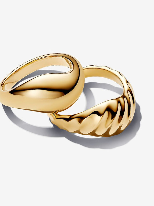 Wellige Kombinierbare Ringe 14 Karat Vergoldung