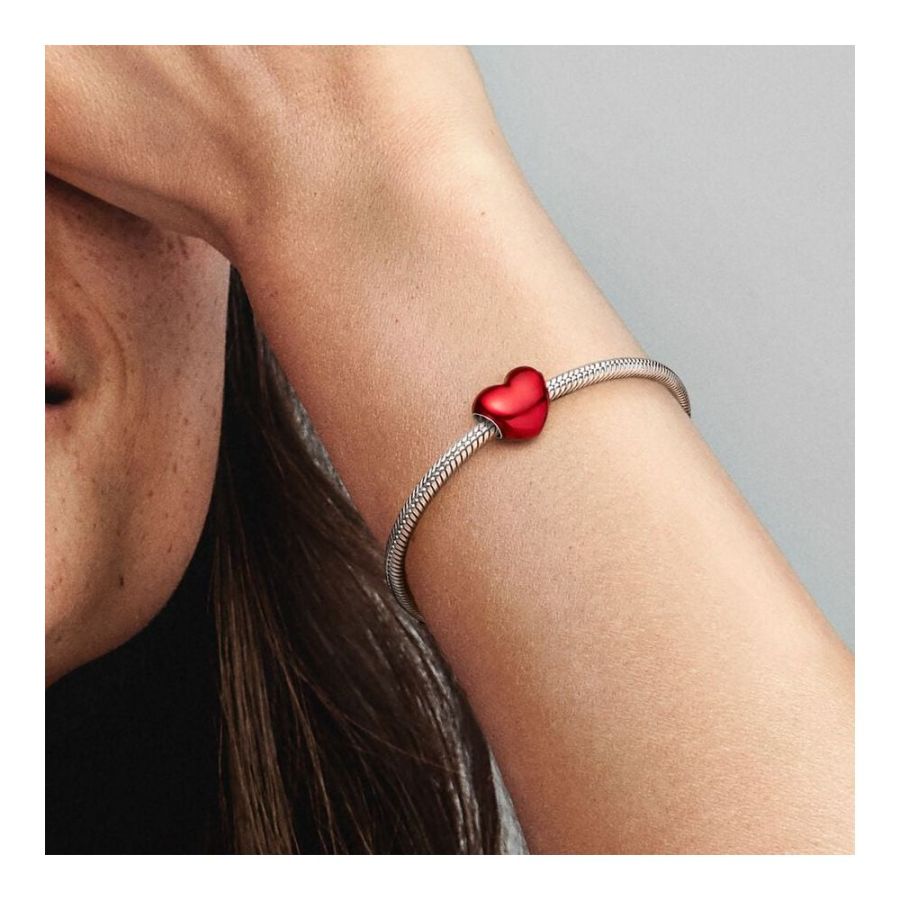 Charm Rotes Metallic-Herz Sterling-Silber Zweitbild