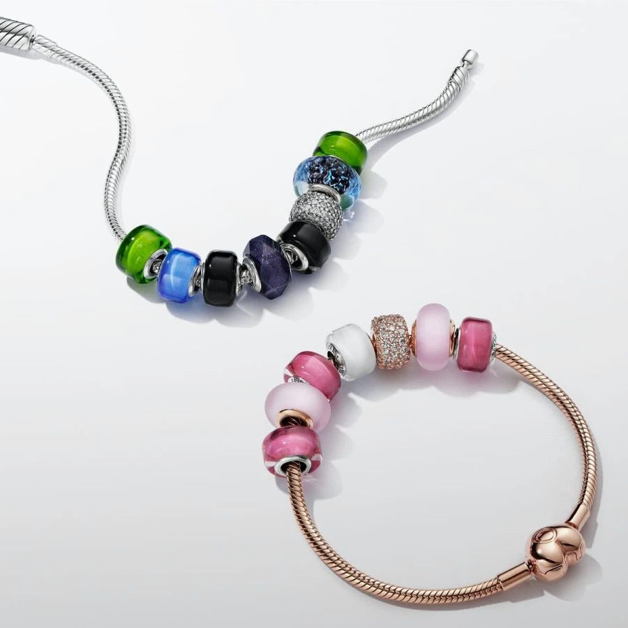 Mini-Charm Weißes Murano-Glas Sterling-Silber
