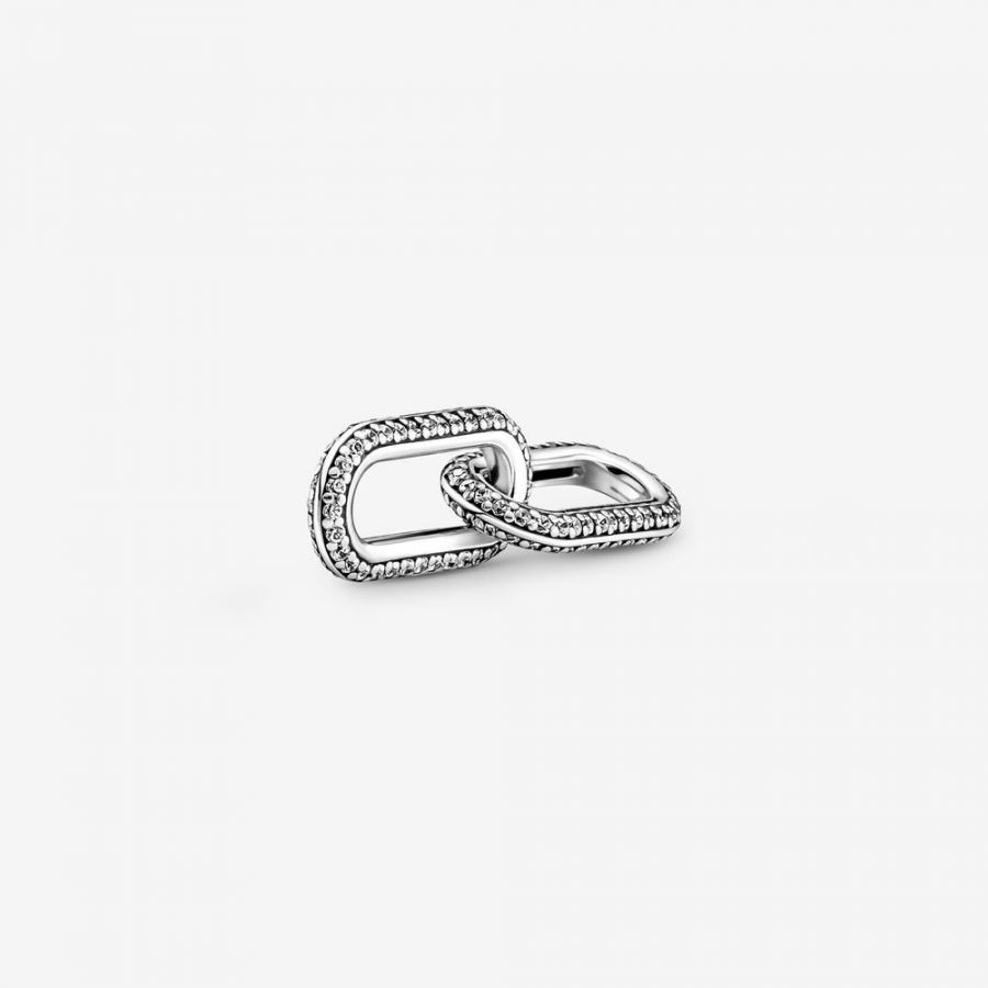 Doppel-Link Charm Styling Pavé Sterling-Silber Hauptbild