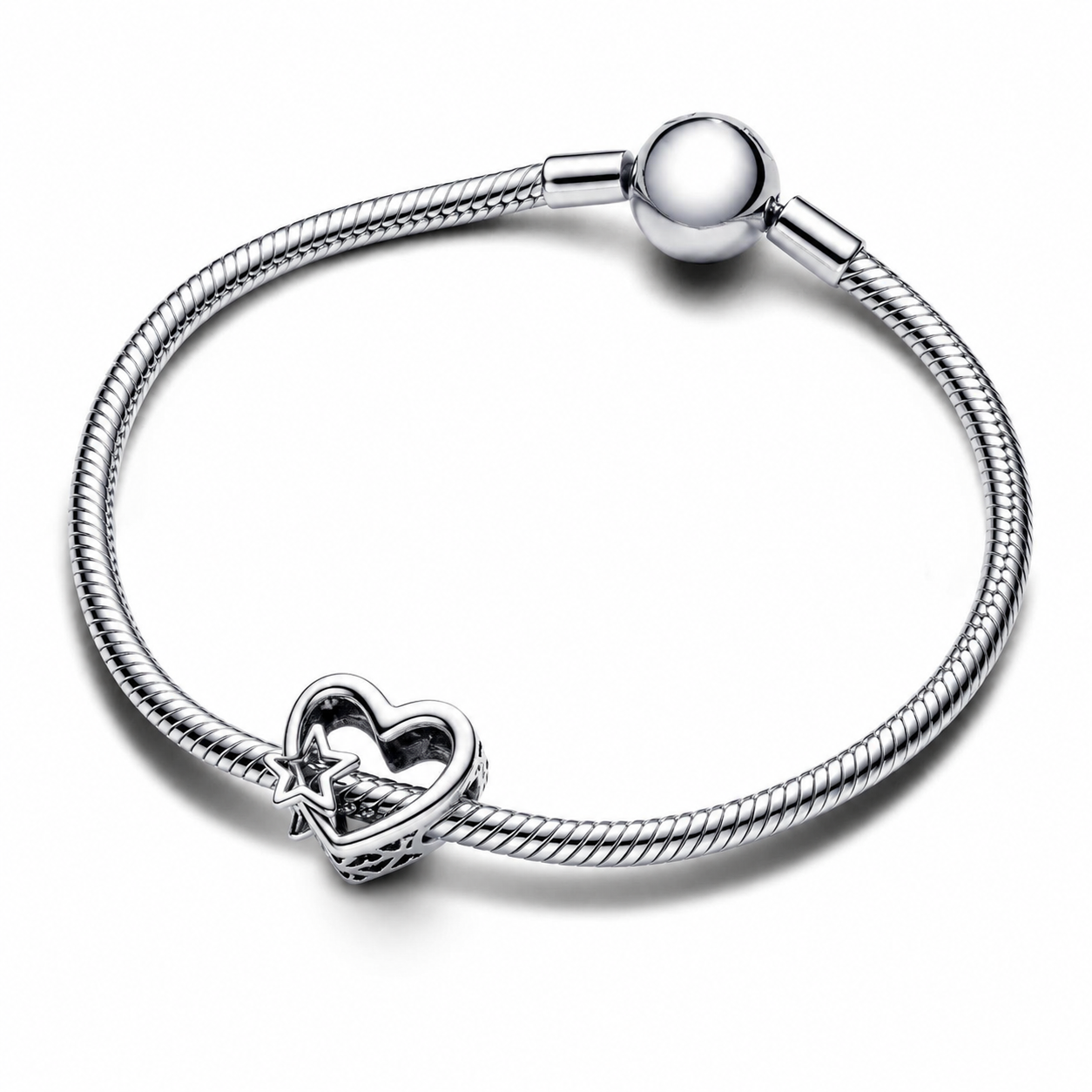 Charm Offen gearbeitetes Familie Herz & Stern Sterling-Silber