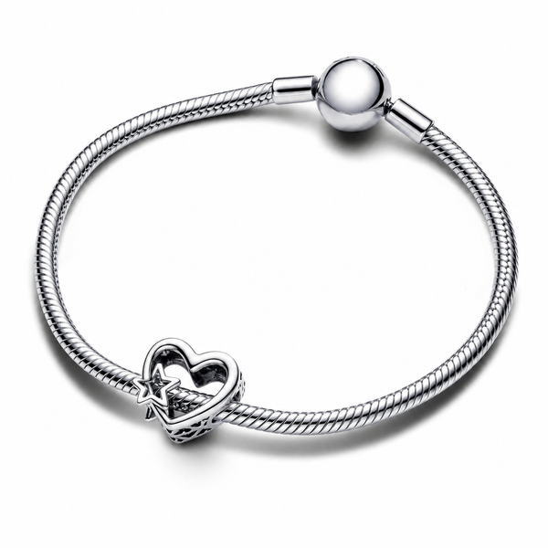 Charm Offen gearbeitetes Familie Herz & Stern Sterling-Silber