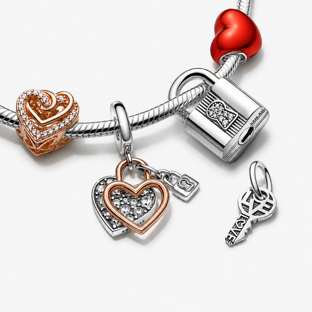 380089C01 Halskette Anhänger Funkelndes Freihand-Herz Silber 14k Rosé