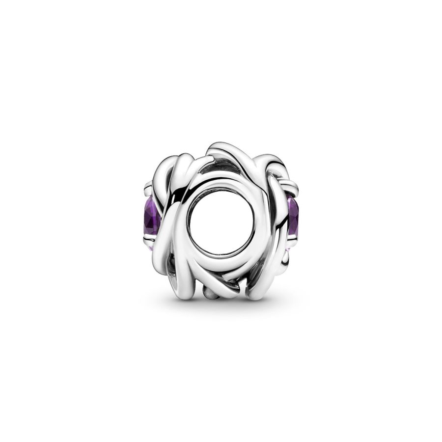 Charm Februar Geburtsstein Violetter Ewigkeitskreis Silber Zweitbild