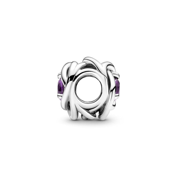 Charm Februar Geburtsstein Violetter Ewigkeitskreis Silber