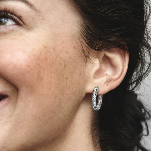 Ohrringe Creolen Timeless Einreihige Pavé Zirkonia Silber