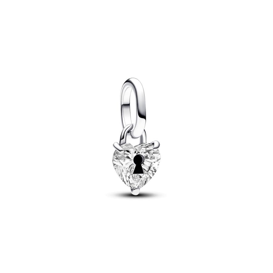 Mini-Charm-Anhänger Schlüsselloch Herz Zirkonia Silber Hauptbild