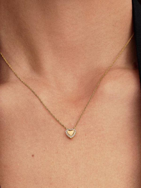 Gravierbares Herz Strahlenkranz Collier-Halskette 14 Karat Vergoldung