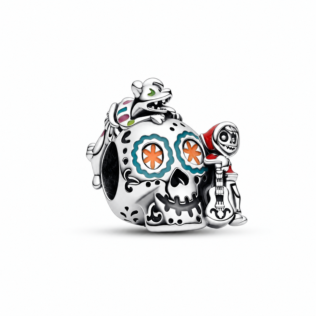 Pixar  Charm Coco Miguel & Dante Glow Totenkopf Silber