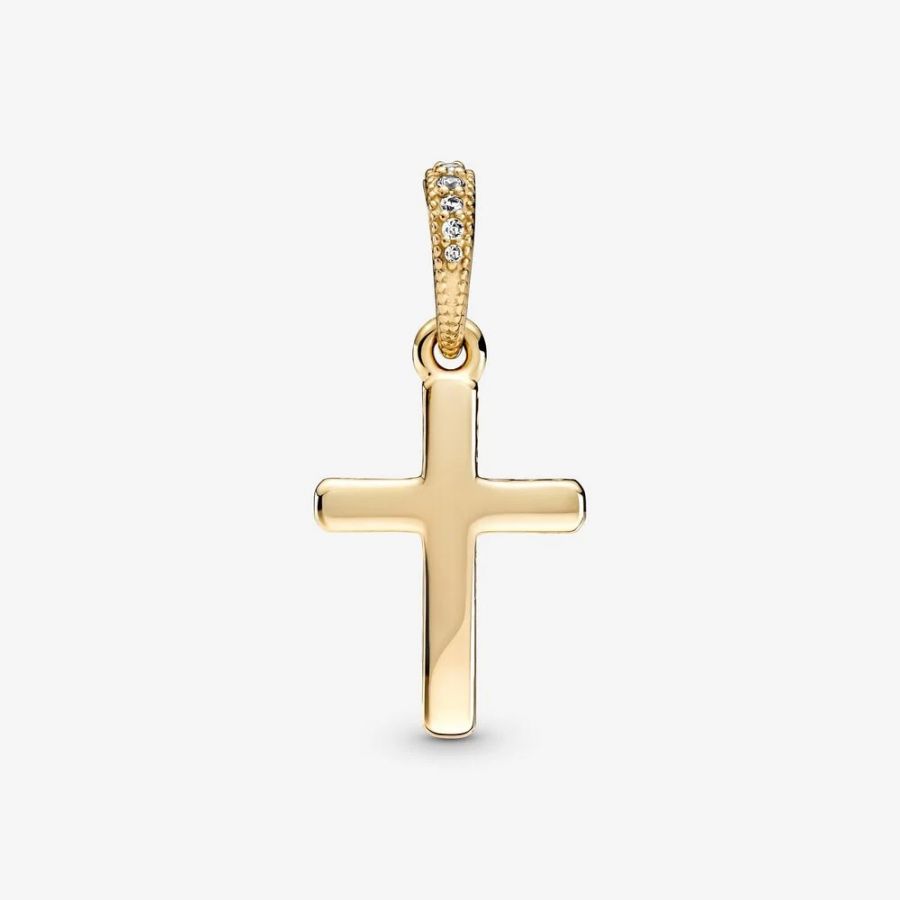 Ketten-Anhänger Funkelndes Kreuz 14k Gelbgold Zweitbild