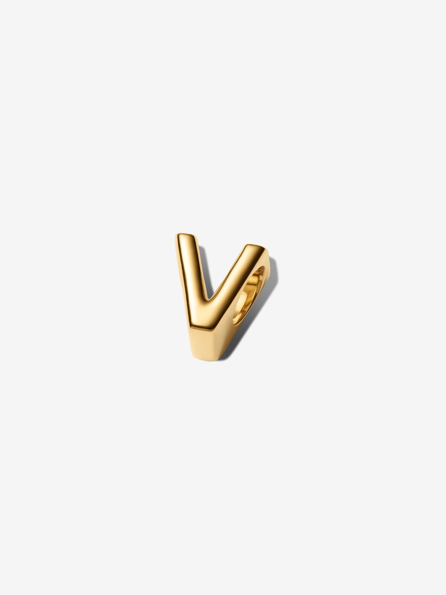Buchstabe V Alphabet-Mini-Charm 14 Karat Vergoldung Hauptbild
