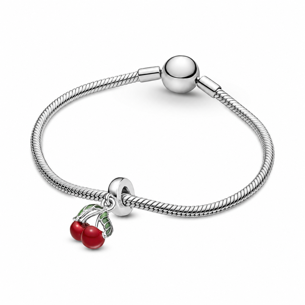Charm-Anhänger Asymmetrische Kirsche Sterling-Silber
