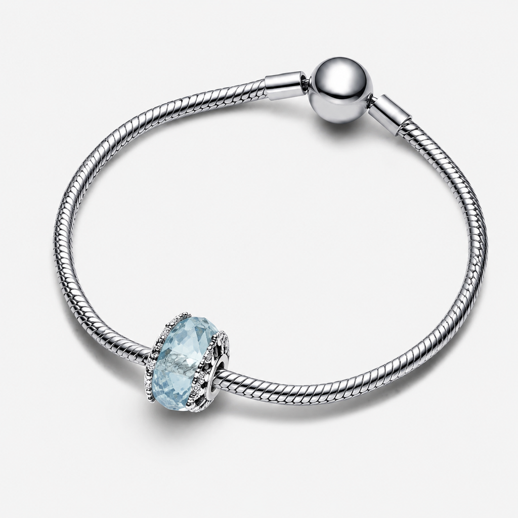 Charm Murano Winterblaue Schneeflocke Sterling-Silber