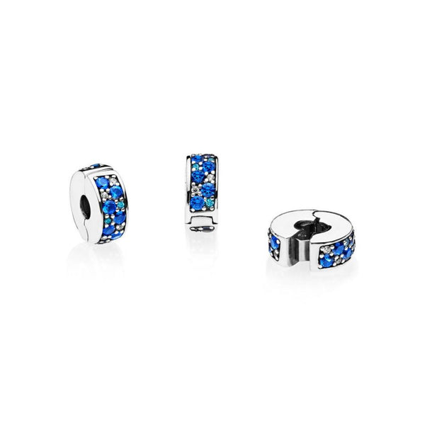 Charm Clip Blauer Pavé Glanz