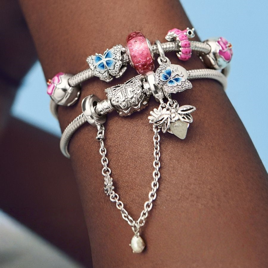 Gliederarmband mit Schmetterling-Verschluss Silber