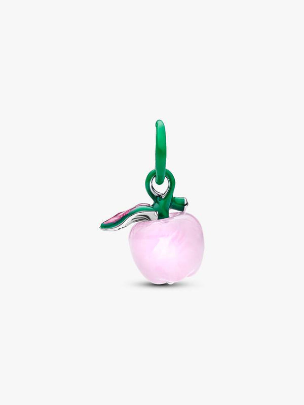 Rosafarbener Apfel Murano-Charm Sterling-Silber