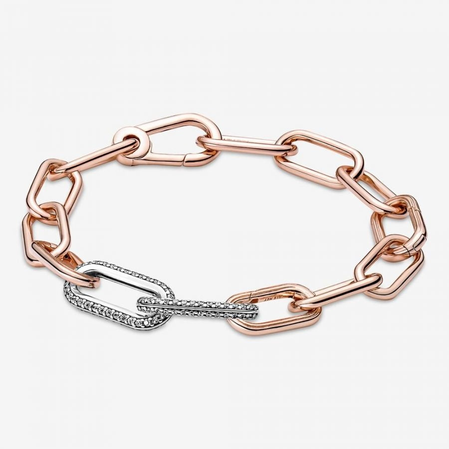 Doppel-Link Charm Styling Pavé Sterling-Silber