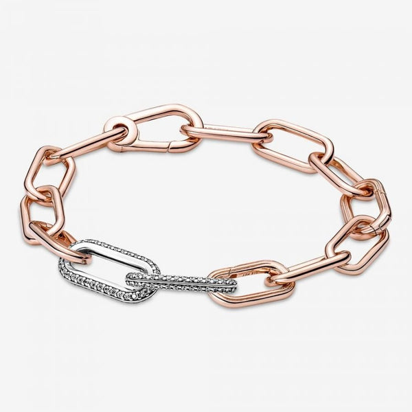 Doppel-Link Charm Styling Pavé Sterling-Silber