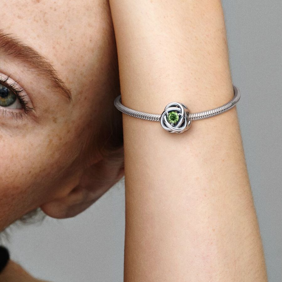 Charm August Geburtsstein Frühlingsgrüner Ewigkeitskreis Silber Zweitbild