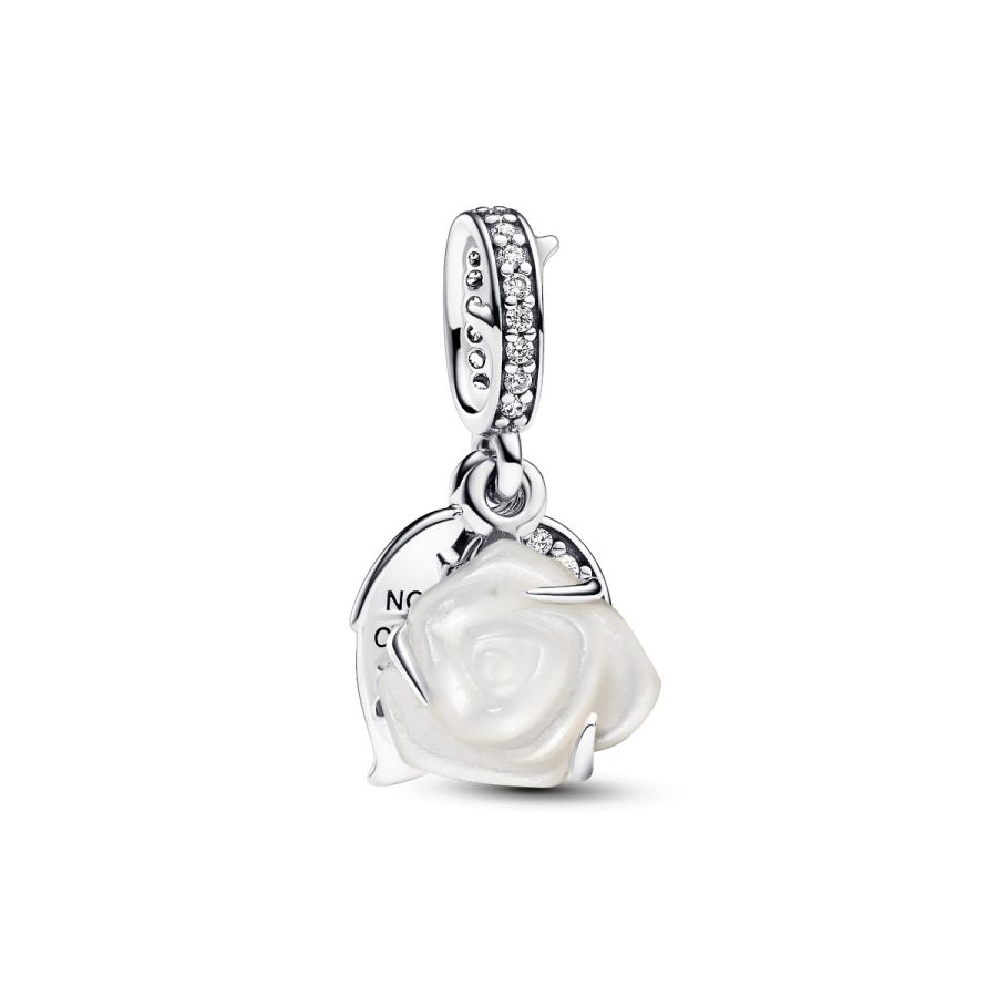 Charm-Anhänger Weiße Blühende Rose Zirkonia Silber Hauptbild