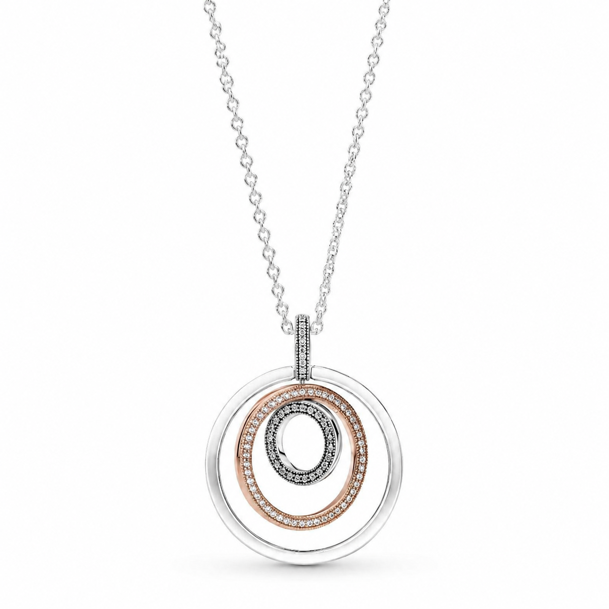 Rose 389483C01 Halskette mit Anhänger Zweifarbige Kreise Sterling-Silber 60 cm Hauptbild
