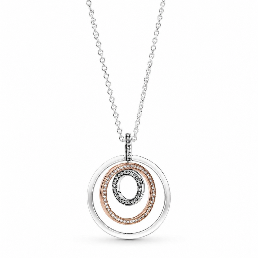 Rose 389483C01 Halskette mit Anhänger Zweifarbige Kreise Sterling-Silber 60 cm