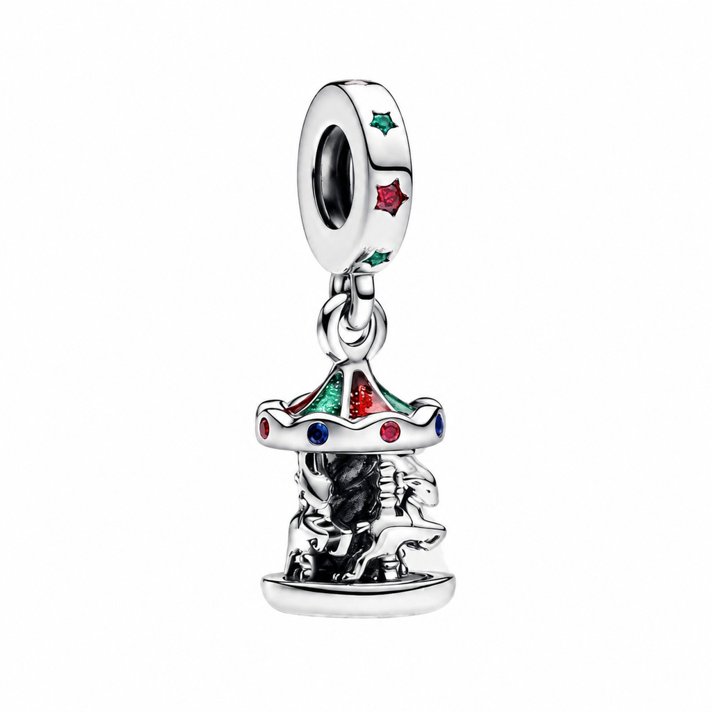Charm-Anhänger Drehendes Karussell Sterling-Silber