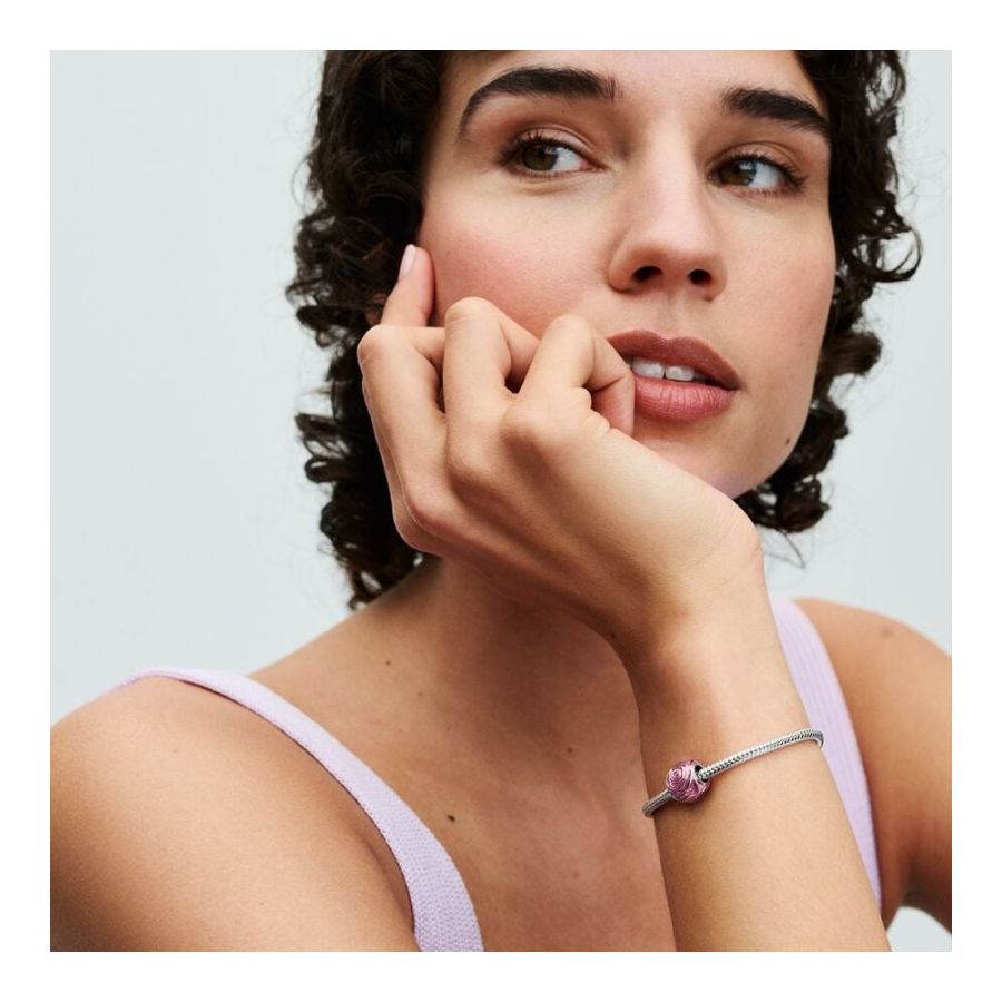 Charm Blühende Rose Rosafarben Sterling-Silber Zweitbild
