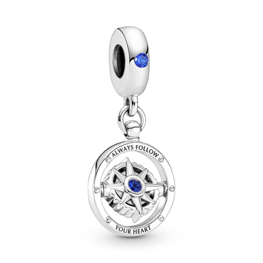 Charm-Anhänger Drehender Kompass Sterling-Silber Hauptbild
