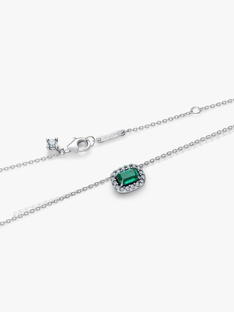 Rechteckiger Funkelnder Strahlenkranz Collier-Halskette Sterling-Silber