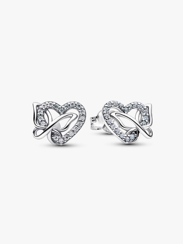 Verschlungenes Herz & Schmetterling Ohrstecker Sterling-Silber Hauptbild