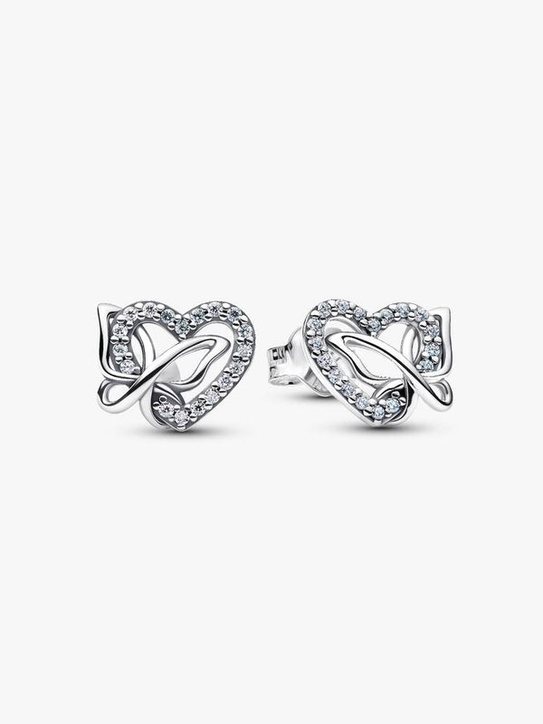 Verschlungenes Herz & Schmetterling Ohrstecker Sterling-Silber