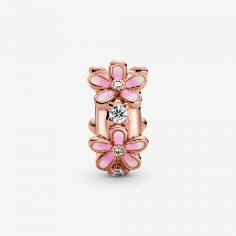 Rose  Charm Zwischenelement Rosa Gänseblümchen