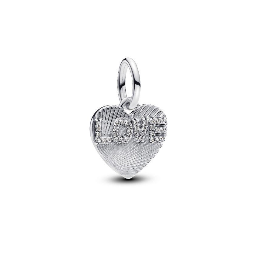 Charm-Anhänger Gravierbarer Love-Herz Zirkonia Silber