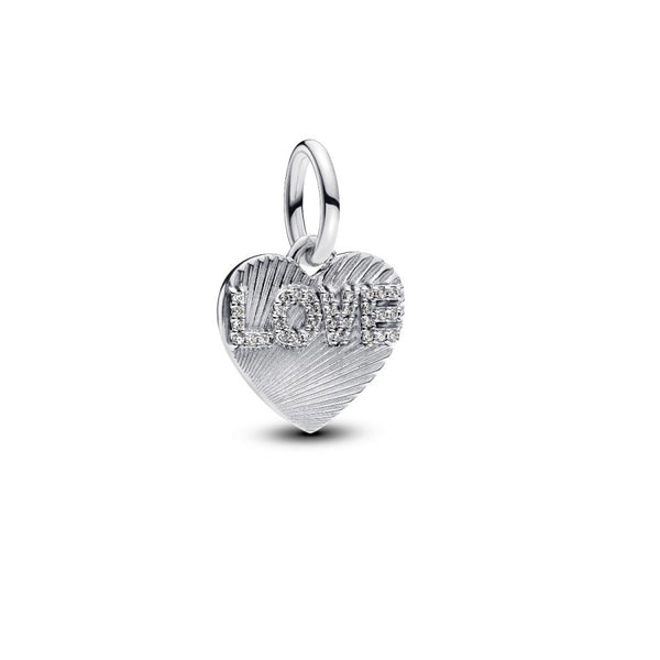 Charm-Anhänger Gravierbarer Love-Herz Zirkonia Silber