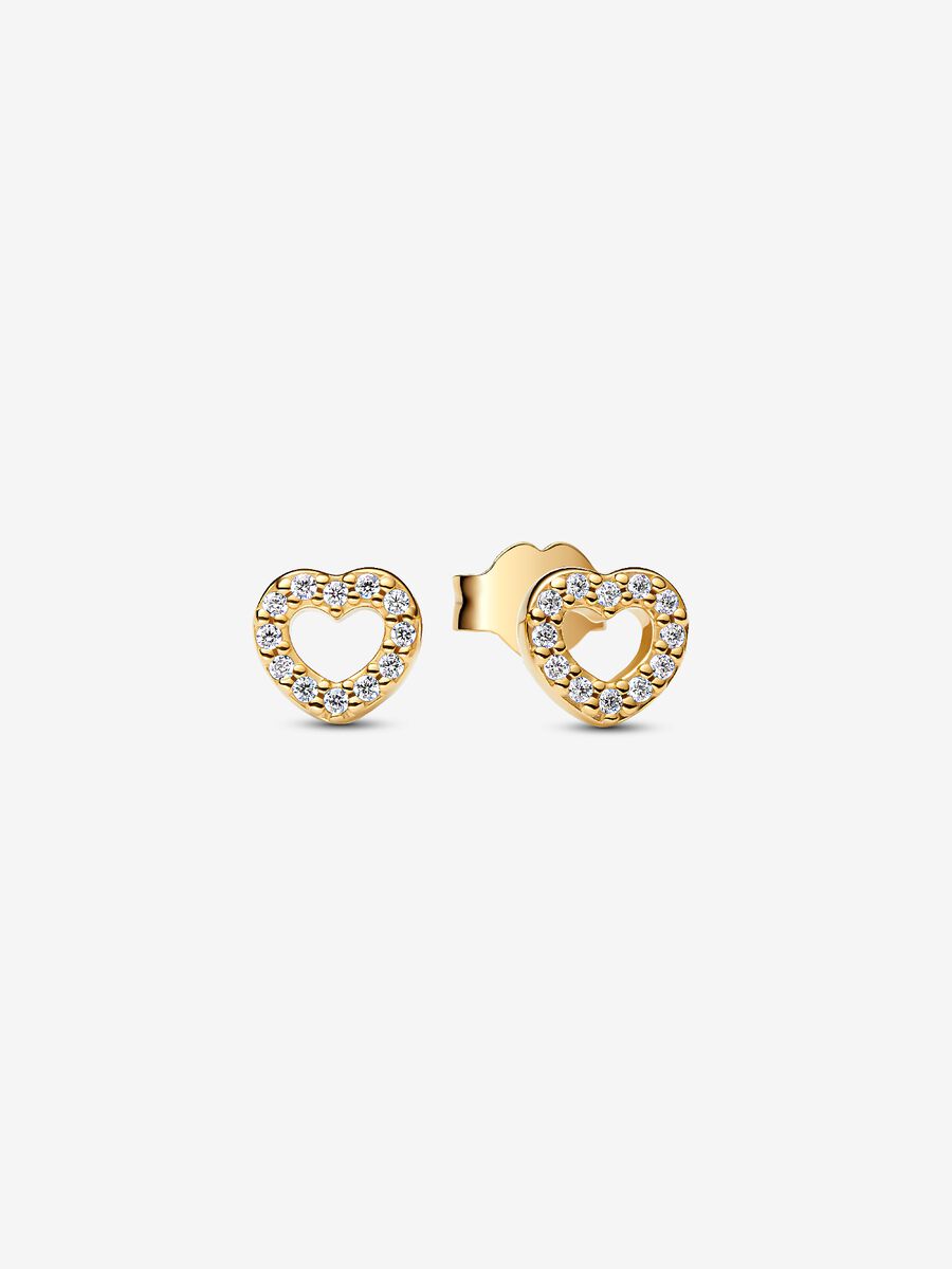 Open Heart Stud Earrings 14 Karat Vergoldung Hauptbild