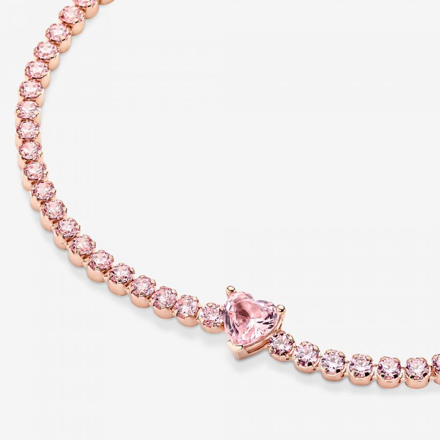 Tennisarmband Funkelndes Herz 14k Rosé Vergoldet
